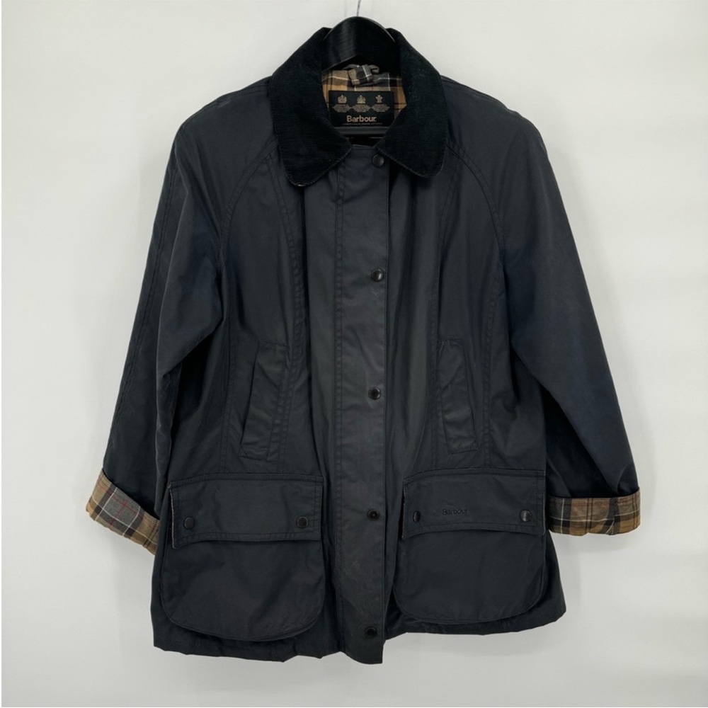 Barbour The Original Tartan Waxed Slim Fit Women's size 12 Jacket EUC
